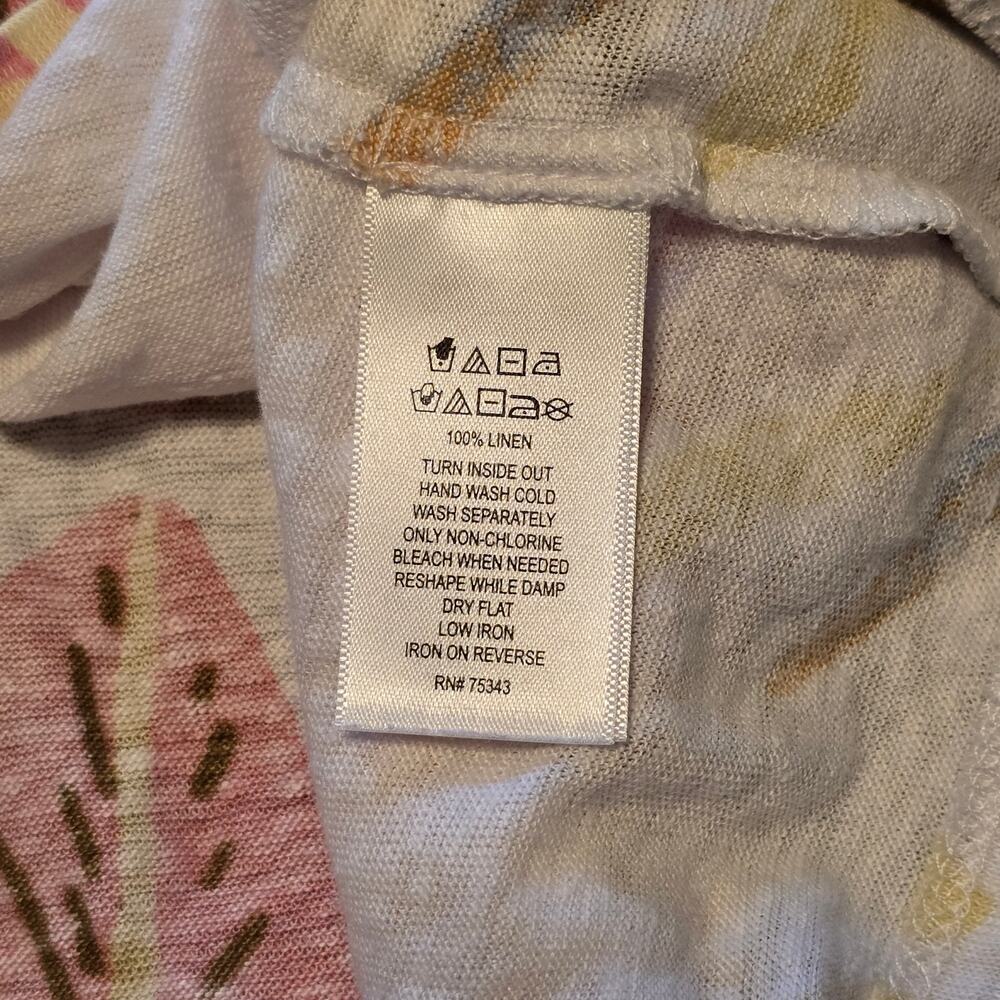 Cynthia Rowley Top Womens Size Medium 100% Linen Tropical Leaf Print Resortwear - Picture 4 of 8